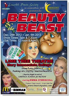 beauty and the beast presented by limerick panto society